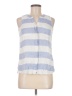 Cupio 100% Rayon Stripes Blue Sleeveless Button-Down Shirt Size M - photo 1