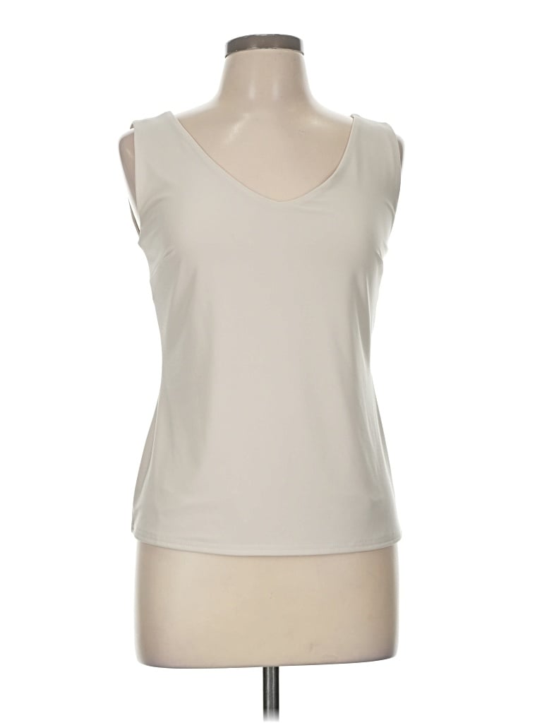 Pre-owned Joseph Ribkoff Sleeveless Top Ivory Scoop Neck Tops In White