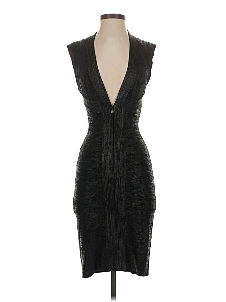 Pre-owned Herve Leger Cocktail Dress In Black