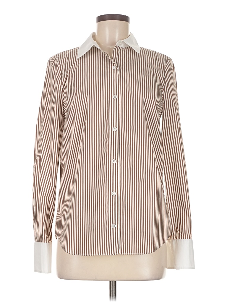 Pre-owned Veronica Beard Long Sleeve Blouse In White