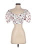 Lulus 100% Polyester White Red Short Sleeve Blouse Size S - photo 1