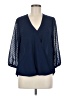 Q&A 100% Polyester Blue 3/4 Sleeve Blouse Size M - photo 1