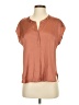 Label 100% Polyester Solid Brown Short Sleeve Blouse Size XS - photo 1