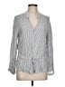 Velvet Heart Stripes Silver Long Sleeve Blouse Size L - photo 1