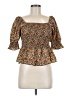 Shein 100% Polyester Brown 3/4 Sleeve Blouse Size 8 - photo 1