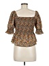 Shein 100% Polyester Brown 3/4 Sleeve Blouse Size 8 - photo 2