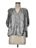 Gap 100% Polyester Metallic Silver 3/4 Sleeve Blouse Size M - photo 1