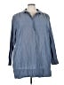 Avenue 100% Cotton Blue 3/4 Sleeve Button-Down Shirt Size 26/28 - photo 5
