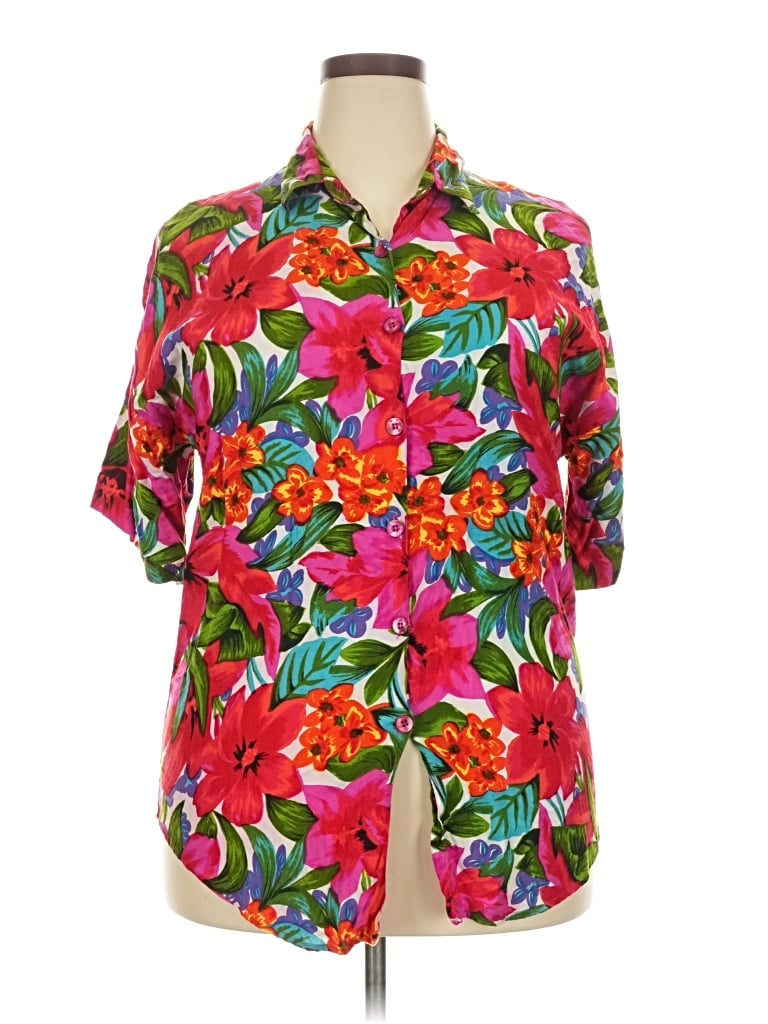 Pre-owned Venezia Short Sleeve Blouse In Red