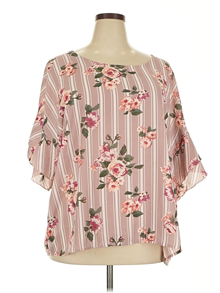 Pre-owned Justify Short Sleeve Blouse In Pink