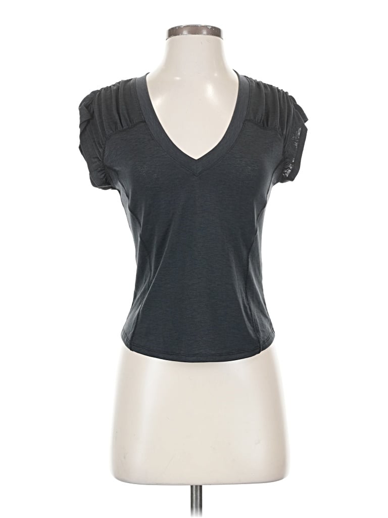 Pre-owned Fp Movement Short Sleeve Top Gray V Neck Tops