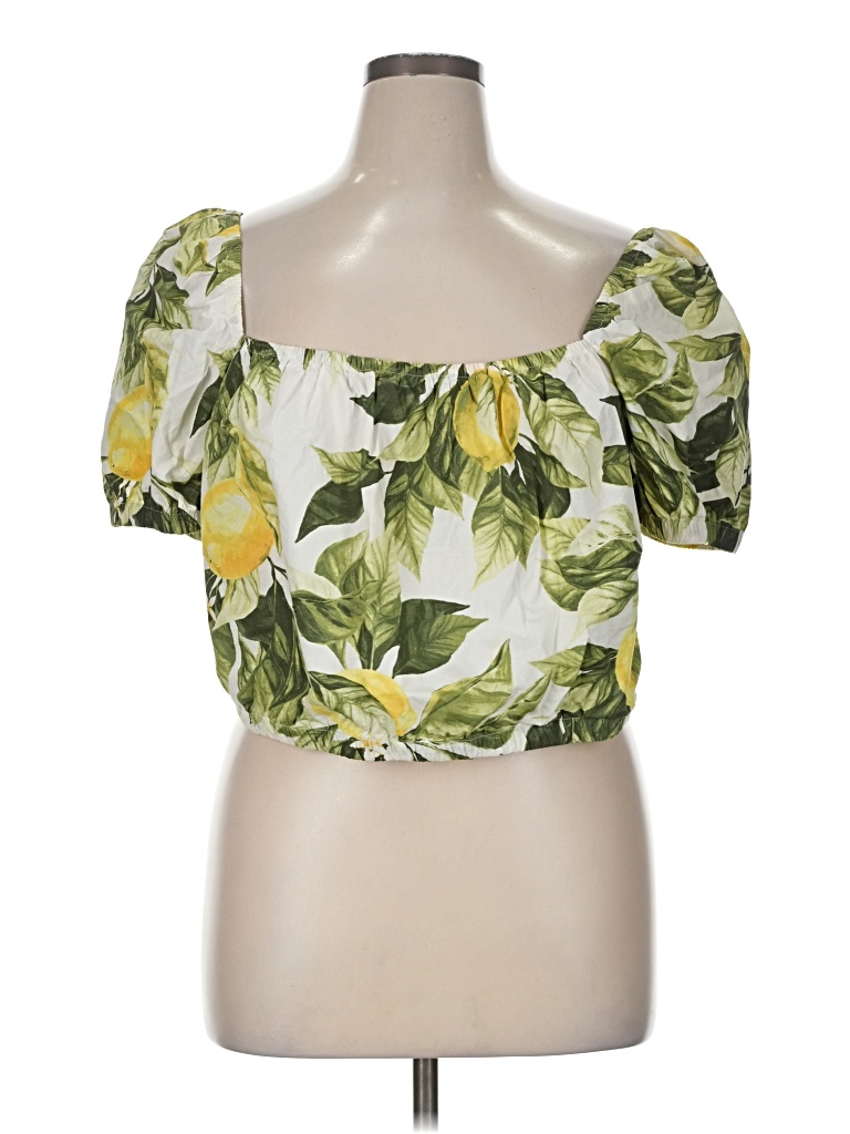 Pre-owned H&m Short Sleeve Top Yellow Strapless Neckline Tops