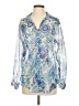 Lavender Brown 100% Polyester Paisley Blue 3/4 Sleeve Blouse Size S - photo 1