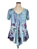 One World Blue Short Sleeve Blouse Size 0X - photo 1