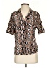 Shein 100% Polyester Animal Print Brown Short Sleeve Blouse Size S - photo 1