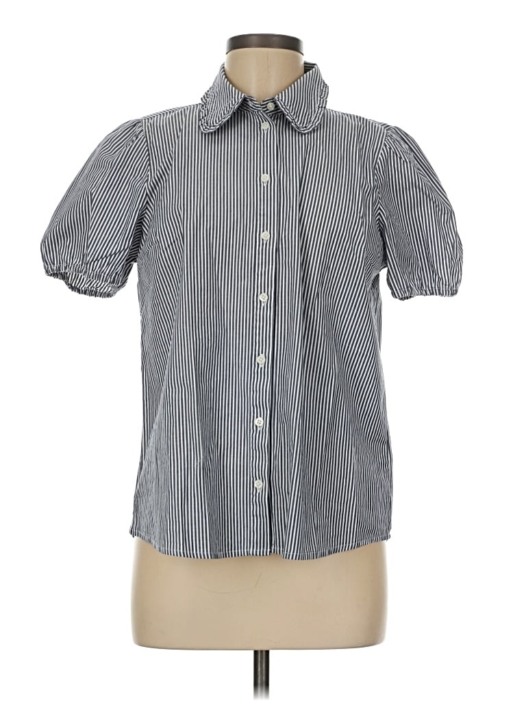 Pre-owned J.crew Factory Store Short Sleeve Blouse In Gray
