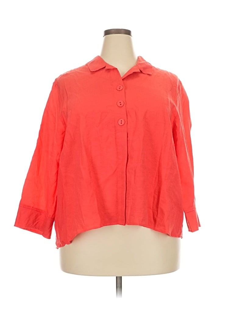 Pre-owned Habitat 3/4 Sleeve Button Down Shirt In Orange
