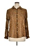 Zara Animal Print Brown Long Sleeve Blouse Size XL - photo 1