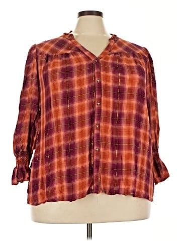 Cato 3/4 Sleeve Button-Down Shirt (view 1)