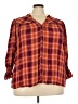Cato Plaid Burgundy 3/4 Sleeve Button-Down Shirt Size 26 - 28 - photo 1