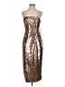 Jay Godfrey 100% Polyester Metallic Gold Brown Cocktail Dress Size 4 - photo 1