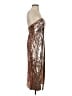 Jay Godfrey 100% Polyester Metallic Gold Brown Cocktail Dress Size 4 - photo 4