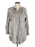 Cato Metallic Gray 3/4 Sleeve Button-Down Shirt Size M - photo 1
