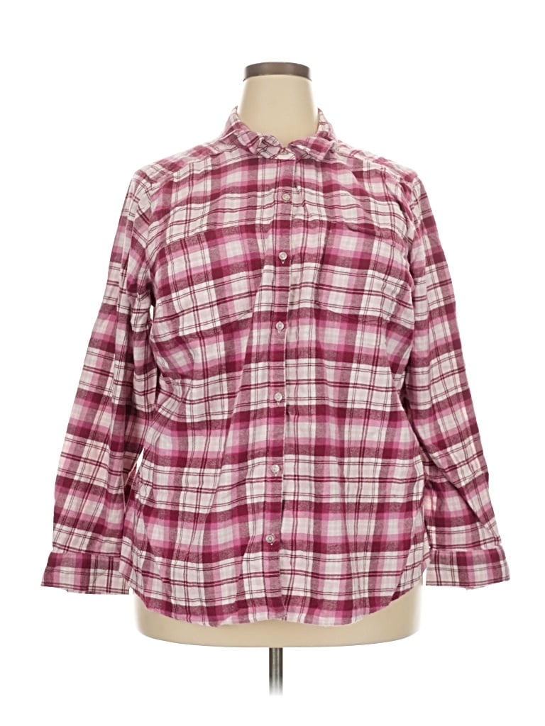 Pre-owned Croft & Barrow Long Sleeve Button Down Shirt In Pink