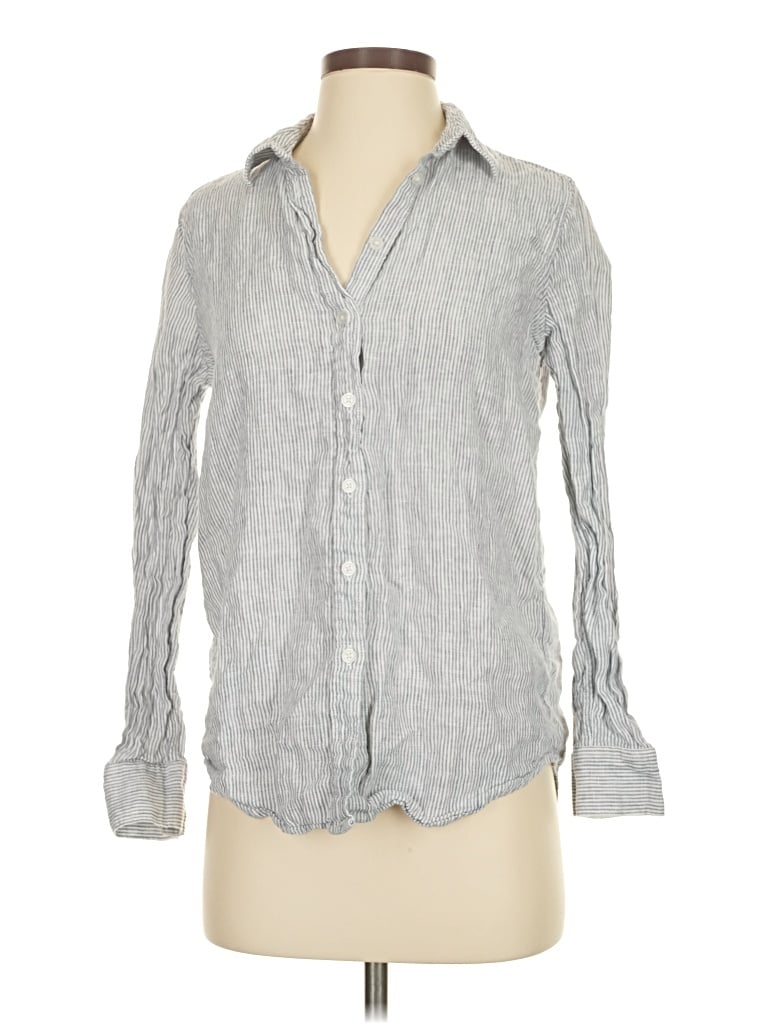 Pre-owned Quince Long Sleeve Button Down Shirt In Gray