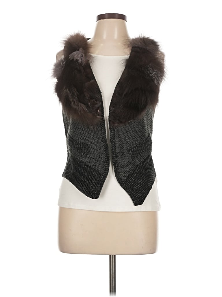 Pre-owned Mystree Faux Fur Vest In Gray