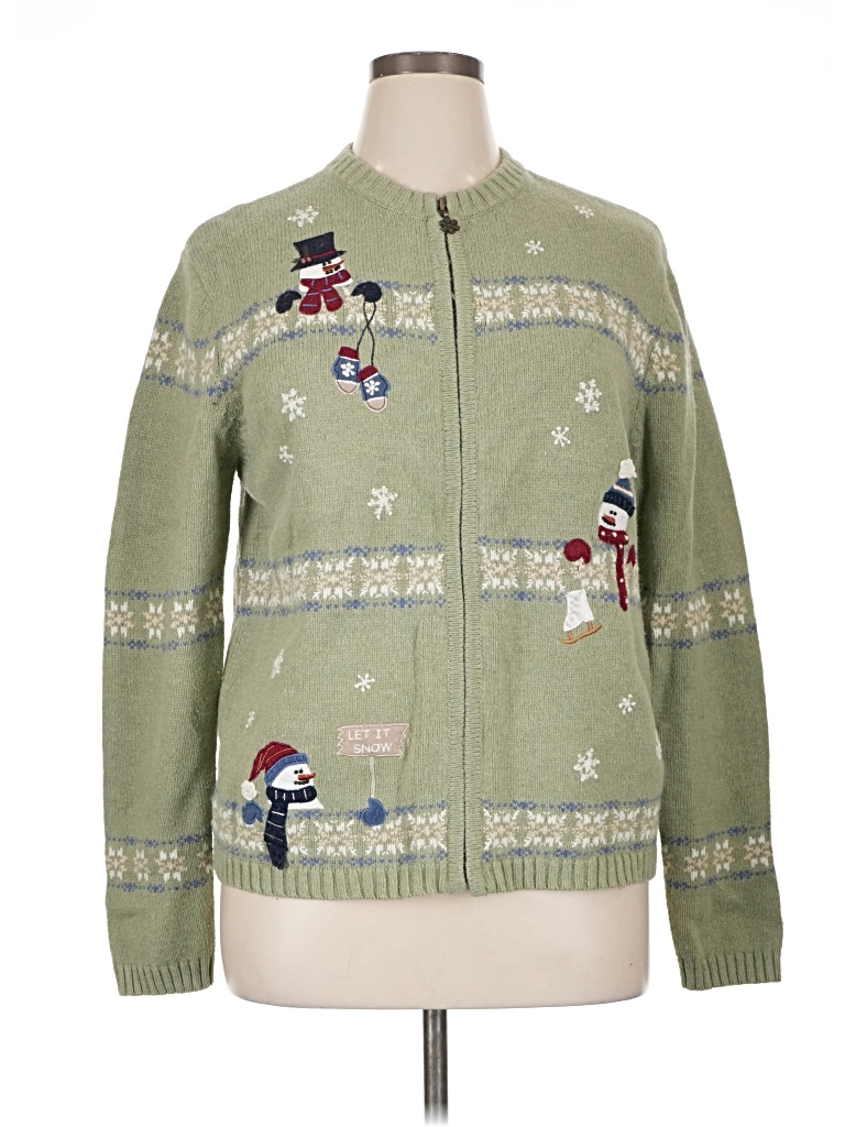 Pre-owned Croft & Barrow Cardigan Sweater In Green