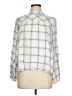 MELLODAY 100% Rayon Plaid Silver Long Sleeve Blouse Size L - photo 1