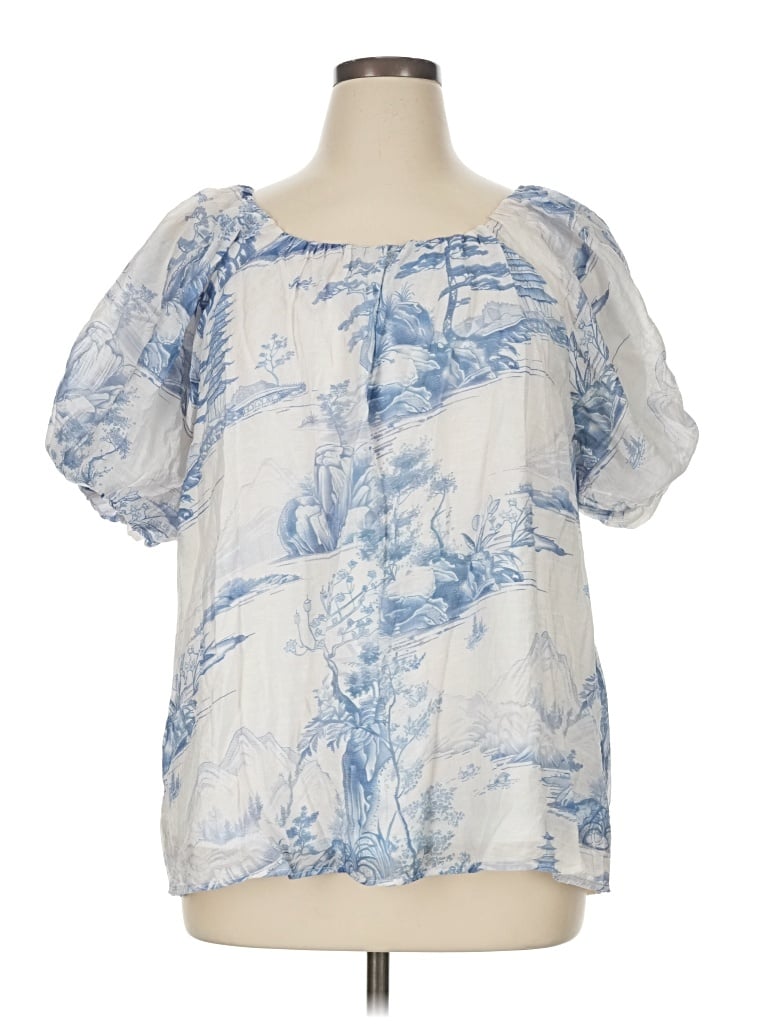 Pre-owned Umgee Short Sleeve Blouse In Blue