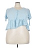 wonderly 100% Rayon Blue Short Sleeve Top Size 3X - photo 1