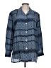 Diane Gilman Polka Dots Blue Long Sleeve Blouse Size L - photo 1