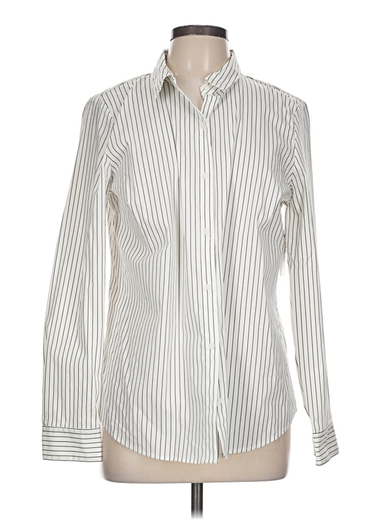 Nine West Long Sleeve Button Down Shirt In White