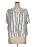 AB Studio 100% Rayon Stripes Ivory Short Sleeve Blouse Size 1X - photo 1