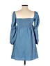 Unbranded Solid Blue Casual Dress Size S - photo 2