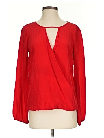 Lavender Brown Long Sleeve Silk Top (view 1)