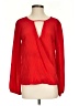 Lavender Brown 100% Silk Red Long Sleeve Silk Top Size XS - photo 1