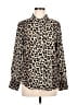 Alexander Jordan 100% Rayon Animal Print Ivory Tan Long Sleeve Blouse Size M - photo 1