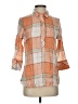 Boho Chic Plaid Orange 3/4 Sleeve Button-Down Shirt Size S - photo 1