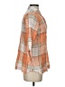 Boho Chic Plaid Orange 3/4 Sleeve Button-Down Shirt Size S - photo 4