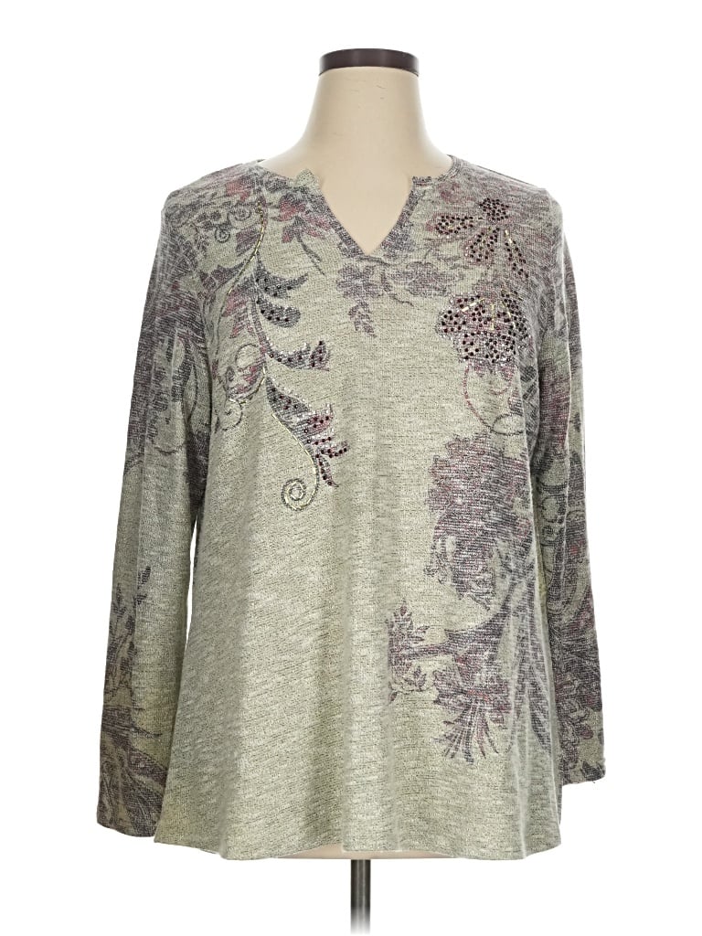 Pre-owned Bleu Long Sleeve Blouse In Gray