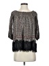 Vanessa Virginia 100% Rayon Paisley Tan Gray 3/4 Sleeve Blouse Size XS - photo 1