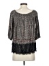 Vanessa Virginia 100% Rayon Paisley Tan Gray 3/4 Sleeve Blouse Size XS - photo 2