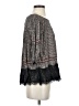 Vanessa Virginia 100% Rayon Paisley Tan Gray 3/4 Sleeve Blouse Size XS - photo 4