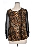 Carol Rose 100% Polyester Animal Print Brown 3/4 Sleeve Blouse Size 1X - photo 1