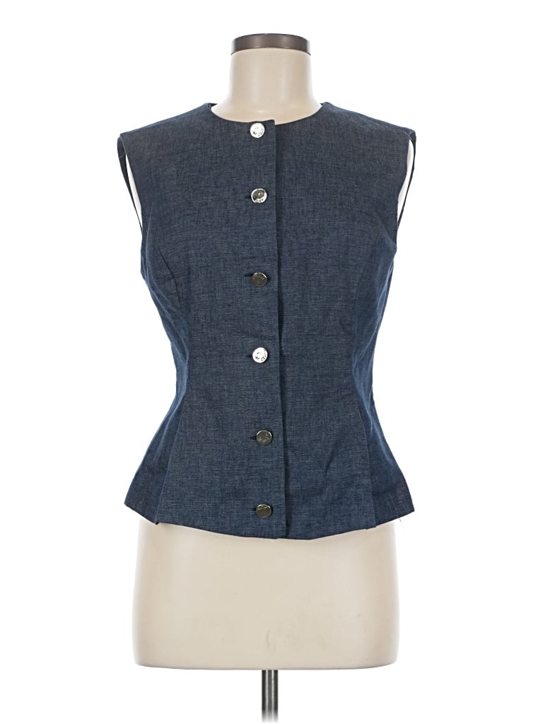 Pre-owned Zara Sleeveless Button Down Shirt In Blue