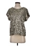 Tart 100% Polyester Metallic Silver Short Sleeve Top Size S - photo 1